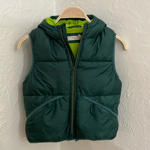 MANGO KIDS Boy's Quilted Hooded Vest Size M 8-9 in Green - Picture 2 of 6